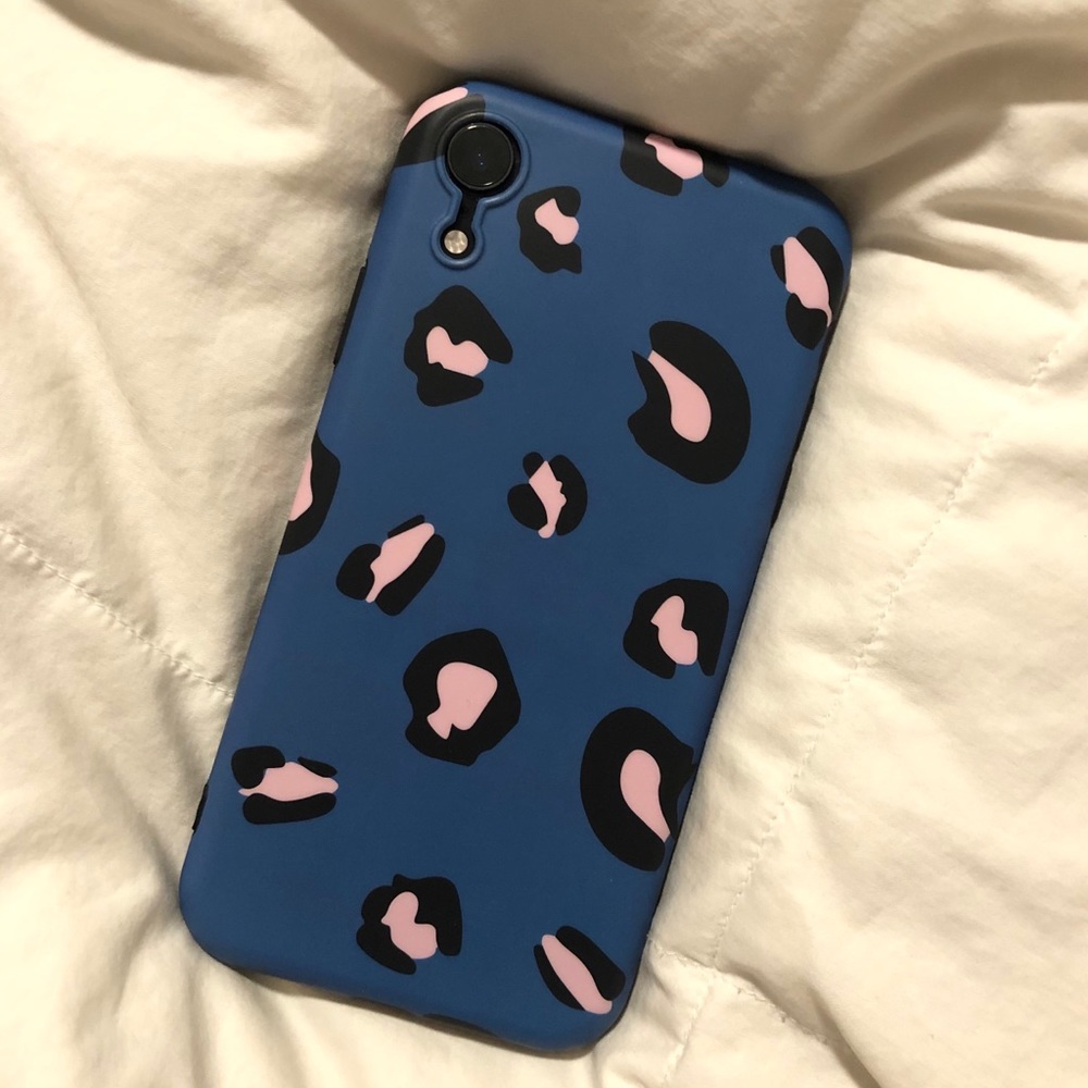 iPhone XR Blue Leopard Print Cell Phone Case Cover - Picture 2 of 5
